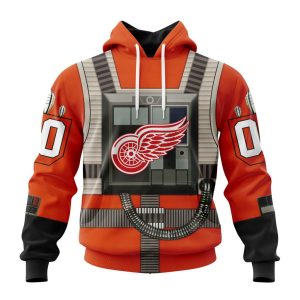 Personalized NHL Detroit Red Wings Star Wars Rebel Pilot Design Unisex Pullover Hoodie