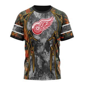 Personalized NHL Detroit Red Wings With Camo Concepts For Hungting In Forest Unisex Tshirt TS5211