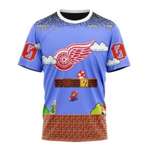 Personalized NHL Detroit Red Wings With Super Mario Game Design Unisex Tshirt TS5214