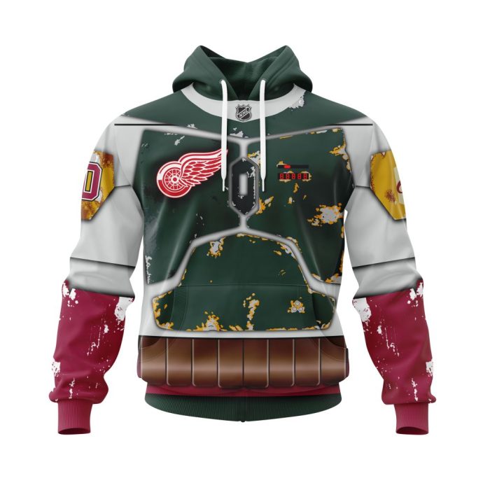 Personalized NHL Detroit Red Wings X Boba Fett's Armor Unisex Pullover Hoodie