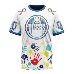 Personalized NHL Edmonton Oilers Autism Awareness Hands Design Unisex Tshirt TS5218