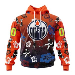 Personalized NHL Edmonton Oilers Hawaiian Style Design For Fans Unisex Pullover Hoodie
