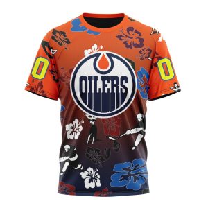 Personalized NHL Edmonton Oilers Hawaiian Style Design For Fans Unisex Tshirt TS5220