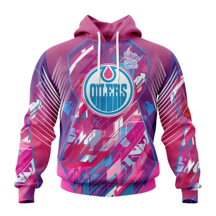 Personalized NHL Edmonton Oilers I Pink I Can! Fearless Again Breast Cancer Unisex Pullover Hoodie