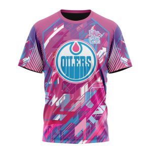 Personalized NHL Edmonton Oilers I Pink I Can! Fearless Again Breast Cancer Unisex Tshirt TS5221