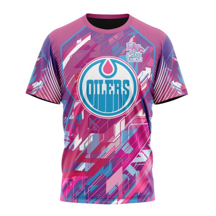 Personalized NHL Edmonton Oilers I Pink I Can! Fearless Again Breast Cancer Unisex Tshirt TS5221