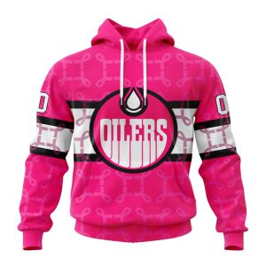 Personalized NHL Edmonton Oilers I Pink I Can! In October We Wear Pink Breast Cancer Unisex Pullover Hoodie