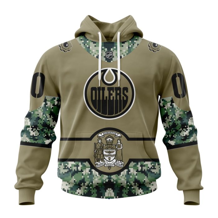 Personalized NHL Edmonton Oilers Military Camo With City Or State Flag Unisex Pullover Hoodie