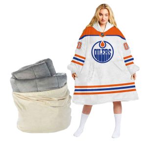Personalized NHL Edmonton Oilers Retro Gradient Oodie Blanket Hoodie Wearable Blanket