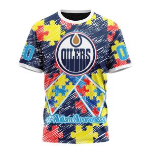 Personalized NHL Edmonton Oilers Special Autism Awareness Month Unisex Tshirt TS5226