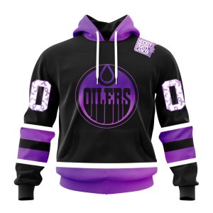 Personalized NHL Edmonton Oilers Special Black Hockey Fights Cancer Unisex Pullover Hoodie