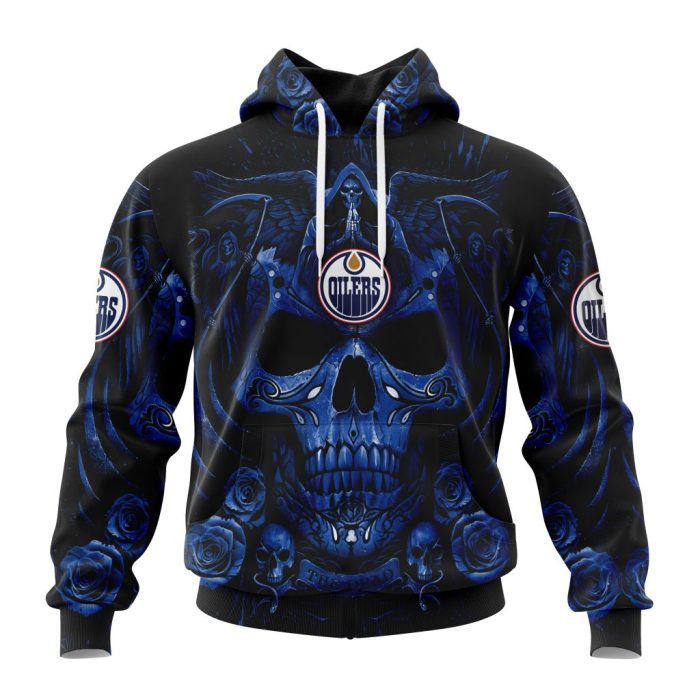 Personalized NHL Edmonton Oilers Special Design With Skull Art Unisex Pullover Hoodie