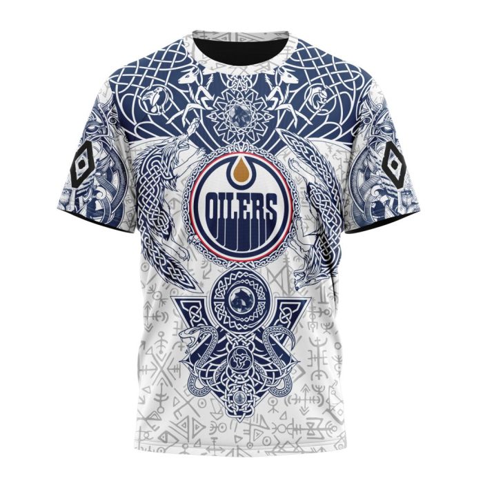 Personalized NHL Edmonton Oilers Special Norse Viking Symbols Unisex Tshirt TS5240