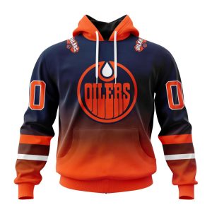 Personalized NHL Edmonton Oilers Special Retro Gradient Design Unisex Pullover Hoodie