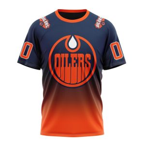 Personalized NHL Edmonton Oilers Special Retro Gradient Design Unisex Tshirt TS5244