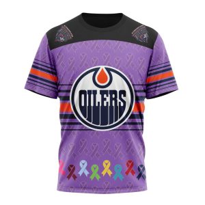 Personalized NHL Edmonton Oilers Specialized Design Fights Cancer Unisex Tshirt TS5250