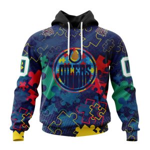 Personalized NHL Edmonton Oilers Specialized Fearless Against Autism Unisex Pullover Hoodie