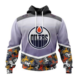 Personalized NHL Edmonton Oilers Specialized Sport Fights Again All Cancer Unisex Pullover Hoodie