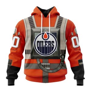 Personalized NHL Edmonton Oilers Star Wars Rebel Pilot Design Unisex Pullover Hoodie