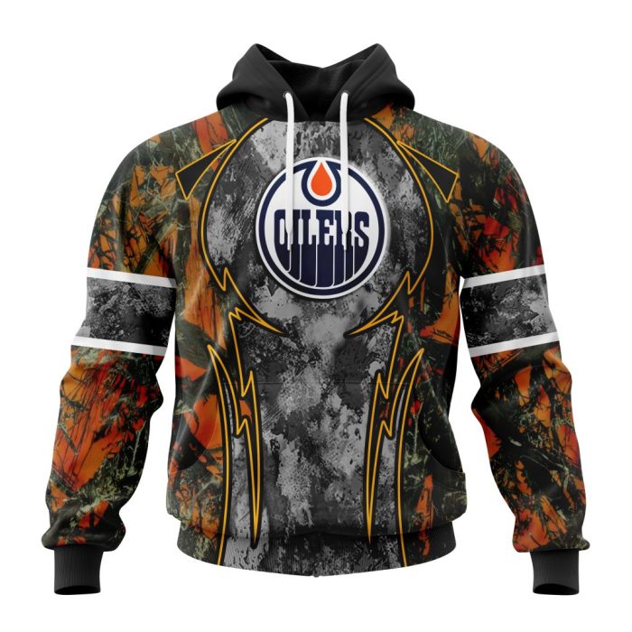 Personalized NHL Edmonton Oilers With Camo Concepts For Hungting In Forest Unisex Pullover Hoodie