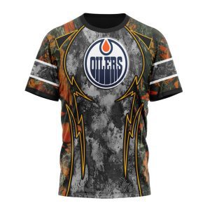 Personalized NHL Edmonton Oilers With Camo Concepts For Hungting In Forest Unisex Tshirt TS5268