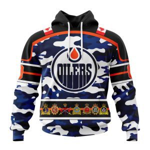 Personalized NHL Edmonton Oilers With Camo Team Color And Military Force Logo Unisex Pullover Hoodie