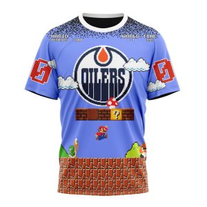 Personalized NHL Edmonton Oilers With Super Mario Game Design Unisex Tshirt TS5271