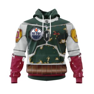 Personalized NHL Edmonton Oilers X Boba Fett's Armor Unisex Pullover Hoodie