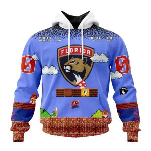 Personalized NHL Florida Panthers With Super Mario Game Design Unisex Pullover Hoodie