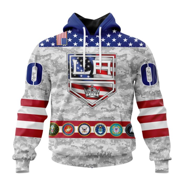 Personalized NHL Los Angeles Kings Armed Forces Appreciation Unisex Pullover Hoodie