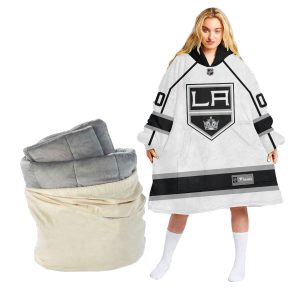 Personalized NHL Los Angeles Kings Retro Gradient Oodie Blanket Hoodie Wearable Blanket