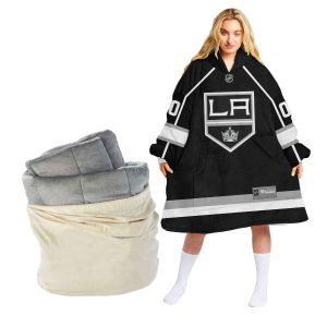 Personalized NHL Los Angeles Kings Retro Reverse Oodie Blanket Hoodie Wearable Blanket