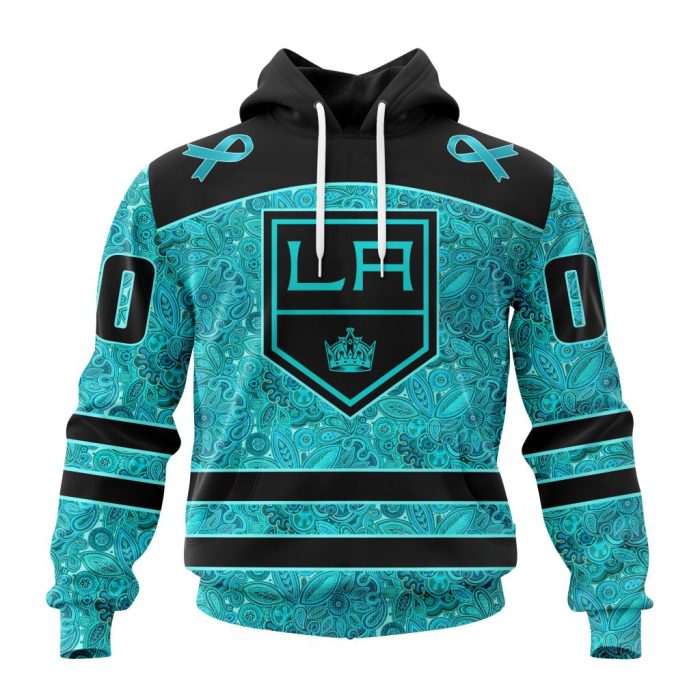 Personalized NHL Los Angeles Kings Special Design Fight Ovarian Cancer Unisex Pullover Hoodie