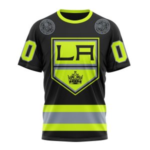 Personalized NHL Los Angeles Kings Specialized Unisex Kits With FireFighter Uniforms Color Unisex Tshirt TS5380