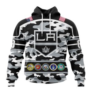 Personalized NHL Los Angeles Kings With Camo Team Color And Military Force Logo Unisex Pullover Hoodie