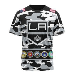 Personalized NHL Los Angeles Kings With Camo Team Color And Military Force Logo Unisex Tshirt TS5385
