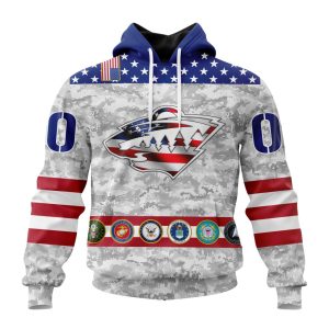 Personalized NHL Minnesota Wild Armed Forces Appreciation Unisex Pullover Hoodie