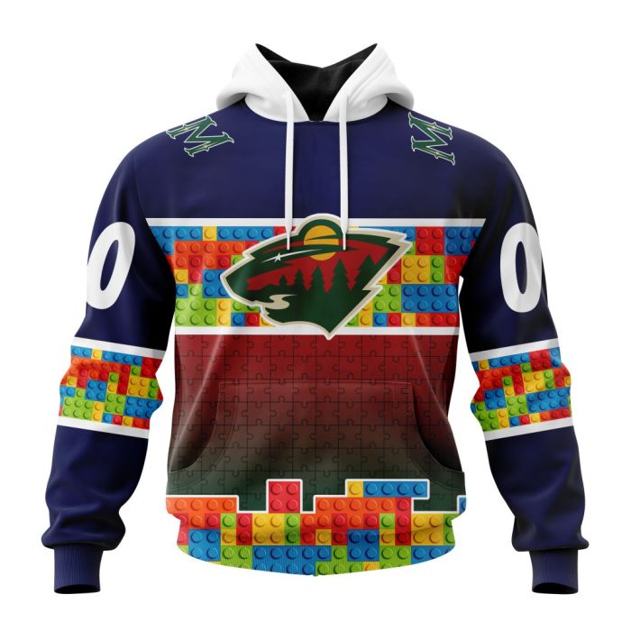 Personalized NHL Minnesota Wild Autism Awareness Design Unisex Hoodie