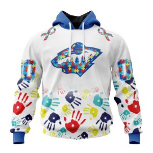Personalized NHL Minnesota Wild Autism Awareness Hands Design Unisex Pullover Hoodie