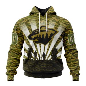 Personalized NHL Minnesota Wild Military Camo Kits For Veterans Day And Rememberance Day Unisex Pullover Hoodie
