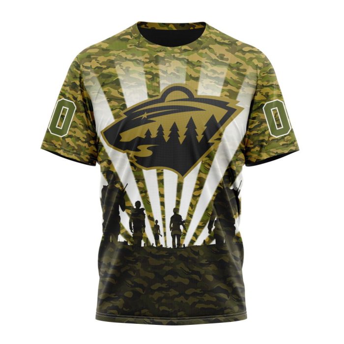 Personalized NHL Minnesota Wild Military Camo Kits For Veterans Day And Rememberance Day Unisex Tshirt TS5398