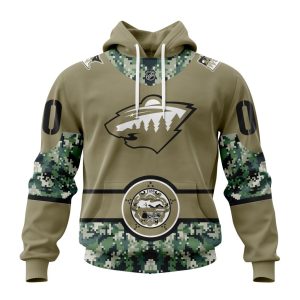 Personalized NHL Minnesota Wild Military Camo With City Or State Flag Unisex Pullover Hoodie