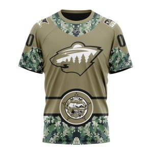 Personalized NHL Minnesota Wild Military Camo With City Or State Flag Unisex Tshirt TS5399