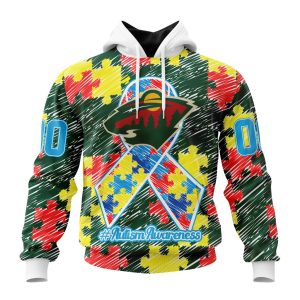 Personalized NHL Minnesota Wild Special Autism Awareness Month Unisex Pullover Hoodie