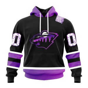 Personalized NHL Minnesota Wild Special Black Hockey Fights Cancer Unisex Pullover Hoodie