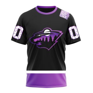 Personalized NHL Minnesota Wild Special Black Hockey Fights Cancer Unisex Tshirt TS5401