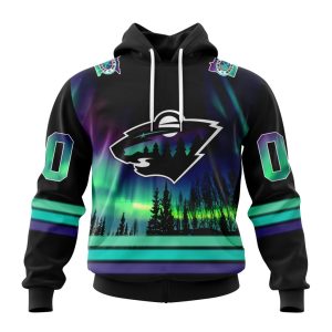 Personalized NHL Minnesota Wild Special Design With Northern Lights Unisex Pullover Hoodie