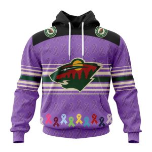 Personalized NHL Minnesota Wild Specialized Design Fights Cancer Unisex Pullover Hoodie