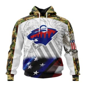 Personalized NHL Minnesota Wild Specialized Design With Our America Eagle Flag Unisex Pullover Hoodie