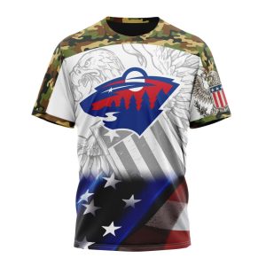 Personalized NHL Minnesota Wild Specialized Design With Our America Eagle Flag Unisex Tshirt TS5426